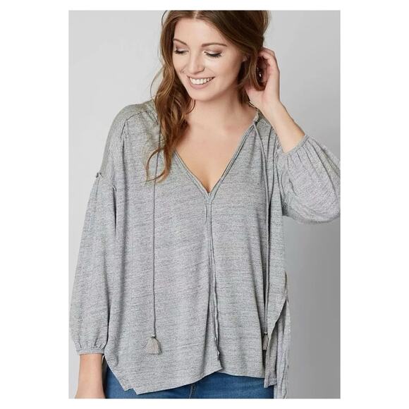 Free People Just A Henley Oversized Top S Grey - Picture 1 of 6